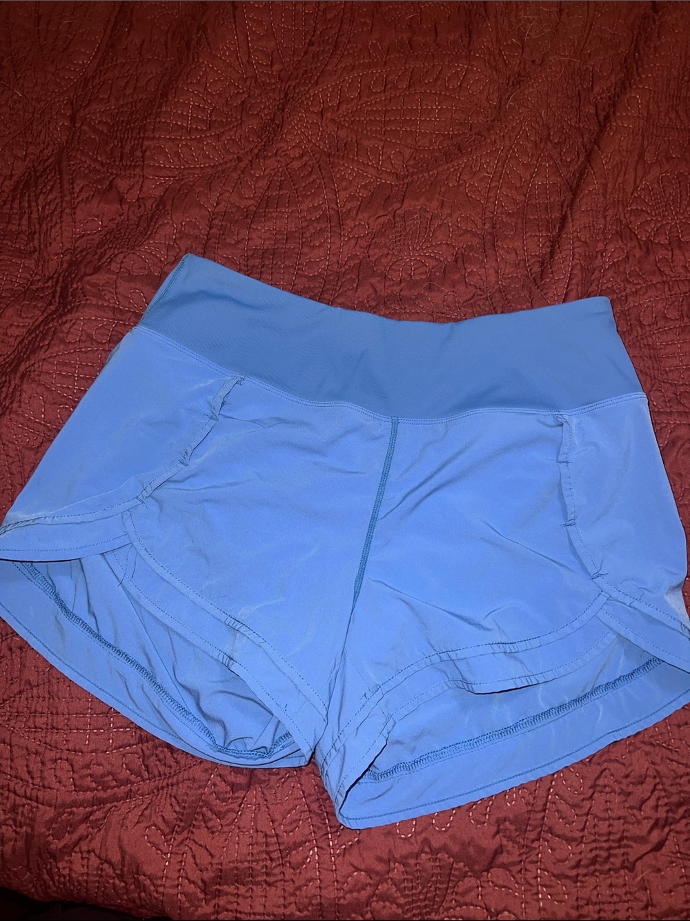 High-Waist Athletic Shorts in Light Blue